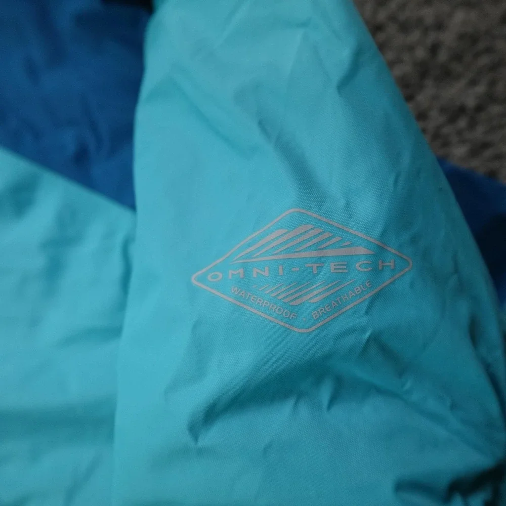 Columbia Jacket Womens L Blue Omni Tech Hooded Waterproof Coat‎ Outdoor Hiking